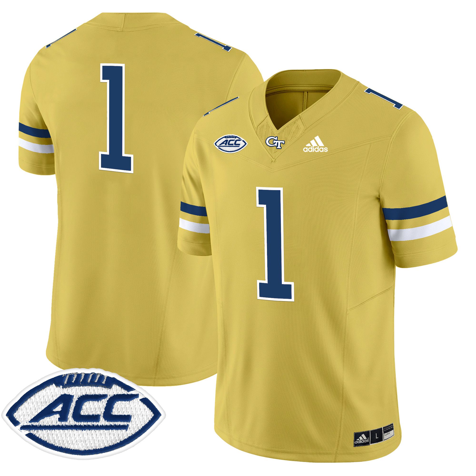 Men Georgia Tech #1 No Name Yellow Asidas 2024 Vapor Limited NCAA Jersey style 1->more ncaa teams->NCAA Jersey